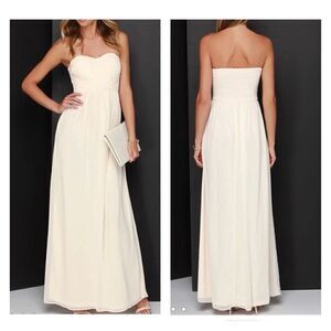Lulus A Star is Born Cream Strapless‎ Maxi Dress Beaded Embellished Medium